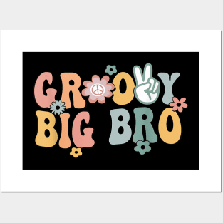 Groovy Big bro Retro Brother Matching Family 1st Birthday Posters and Art